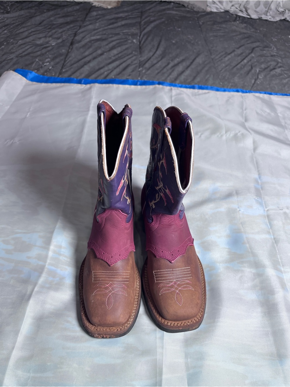 Two-Tone Western Boots in Brown and plum  brand potrero.